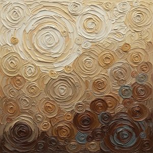 Spirale Eterice În Ocră Terestră: O Studiu Monumental Al Texturii Sculpturale Impasto