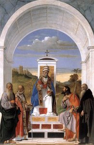 St Peter Enthroned And Four Saints — Marco Basaiti