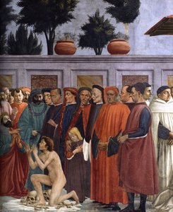 Raising Of The Son Of Theophilus And St Peter Enthroned (detail) — Masaccio