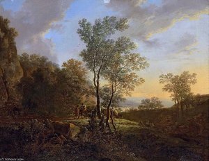An Italianate Wooded Landscape With Travellers — Jan Both