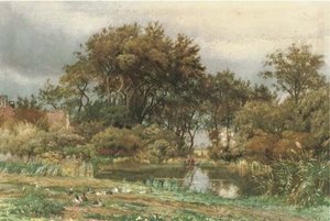 The Pond In Autumn — Julius Jacobus Van De Sande Bakhuyzen