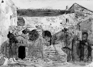 A Farmyard — Paul Huet