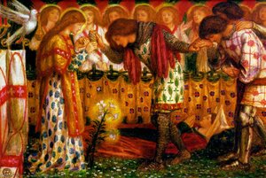 Wie Sir Galahad, Sir Bors Und Sir Percival Mit Dem Heiligen Gral Gespeist Wurden; Aber Sir Percivals Schwester Starb Unterwegs — Dante Gabriel Rossetti