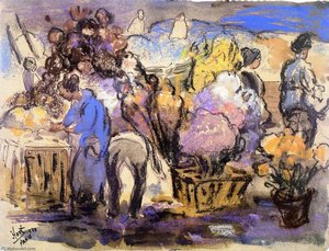Flower Market, Paris — George (pop) Overbury Hart