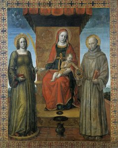 Virgin And Child Between St. Chaterine Of Alexandria And St. Bernardino Of Siena, Saints Sebastian, George And Roch — Vincenzo Foppa
