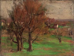 Landscape With Trees And House — Thomas P Anshutz