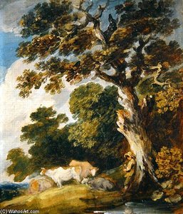 A Wooded Landscape With Cattle And Herdsmen — Gainsborough Dupont