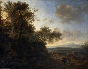 Landschaft Mit Einem Jäger Und Vieh — Nicolaes Pietersz. Berchem