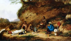 Indian Encampment At Big Rock — Cornelius David Krieghoff