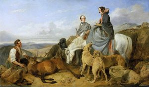 Mr. And Mrs. John Naylor With A Keeper And A Dead Stag — Richard Ansdell