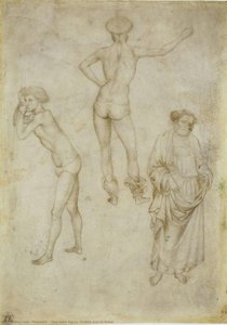 Two Male Figure Studies And St Peter — Pisanello
