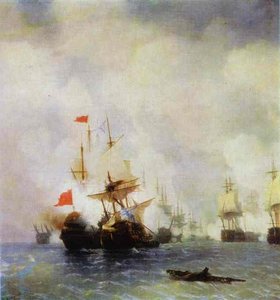 The Battle In The Chios Channel — Ivan Konstantinovich Aivazovsky