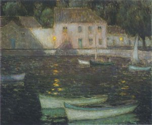 White Boats In A Full Moon — Henri Le Sidaner