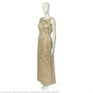 Evening Dress In Gold Metallic Matelassé — Main Rousseau Bocher
