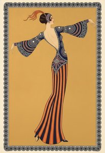 Ockerfarbene Silhouette In Marineblau Und Gebranntem Orange Mit Mustern — Valentin Laurent De Courcey