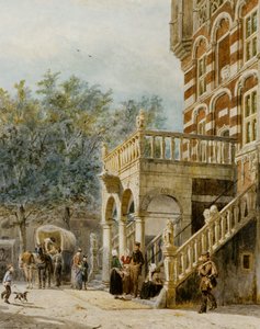 Figures On The Bank In Deventer — Cornelis Springer
