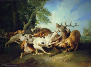 Cerf Aux Abois Par Desportes — Alexandre François Desportes