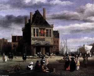 The Dam Square In Amsterdam (detail) — Jacob Isaackszoon Van Ruisdael