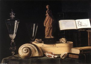 Still-life With Statuette And Shells — Sébastien Stoskopff