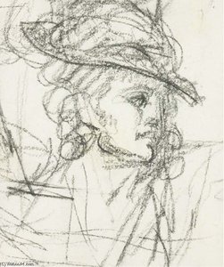 Jeune Femme En Buste Portant Un Chapeau Tournée Vers La Droite — Henri Pierre Danloux