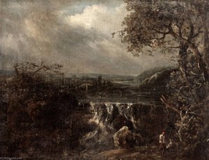 River Landscape With A Waterfall — ბენჯამინ ბარკერი Ii
