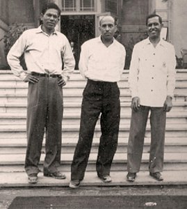 Roshan Khan(left) And Hashim Khan (middle). Circa 1950s. — The Citizens Archive Of Pakistan (cap)