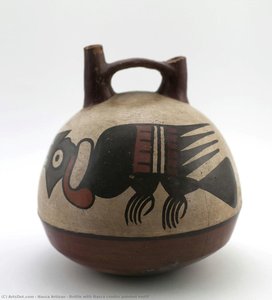 Bottle With Nasca Condor Painted Motif — Nasca Artisan