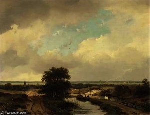 An Extensive Summer Landscape, Haarlem In The Distance — Andreas Schelfhout