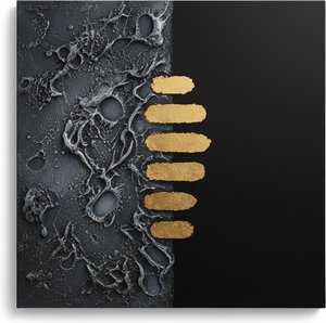Monolithic Fragments of Gold Amidst a Charcoal Void and Silvered Earth