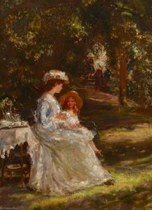 Tea In The Garden (the Tea Table) (mrs M. M. Foot With Her Children In The Garden Of Church House, Pulborough, West Sussex) — Ethel Walker
