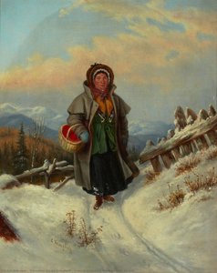 French Canadian Woman With Basket — Cornelius David Krieghoff