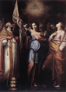 St Ursula And Her Companions With Pope Ciriacus And St Catherine Of Alexandria — Bartolomeo Cavarozzi