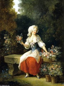 Flower-woman In Red Apron — Jean Frédéric Schall