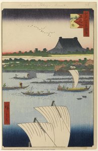 78 Teppōzu Y Tsukiji Monzeki Templo — Ando Hiroshige