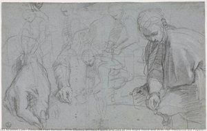 Cinco Estudios De Figura Masculina Y Dos De Su Mano Derecha Y Brazo (para La “madonna Del Popolo”, Florencia, Galleria Degli Uffizi) — Federico Fiori Barocci