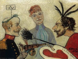 Ensor Et Le Général Leman Discutant Peinture — James Ensor