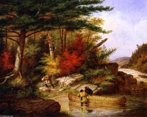 Indians In The Employ Of The Hudson's Bay Company At At Portage — Cornelius David Krieghoff