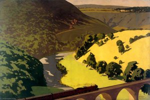 Train Crossing Monsal Dale Viaduct (london, Midland And Scottish Railway Poster Artwork) — Norman Wilkinson