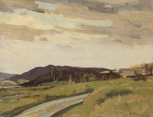 A Welsh Landscape, Llandigla, Near Llangollen (recto) — Albert Ernest Bottomley