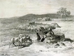 A Shepherd And His Flock — Charles-émile Jacque