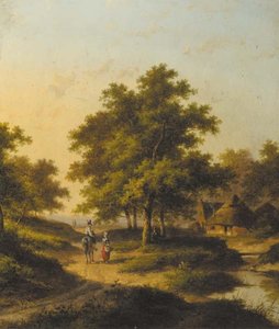 Travellers Conversing In A Wooded Landscape — Jan Evert Morel