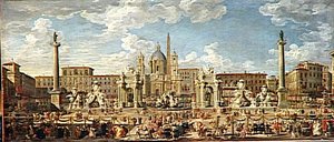 Preparation Du Feu D'artifice Et De La Decoration De La Fete Donnee Sur La Place Navone, A Rome Le 30 Novembre 1729 A L'occasion De La Naissance Du Dauphin — Giovanni Paolo Panini