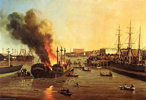 Fire In San Francisco Harbor — Charles Christian Nahl