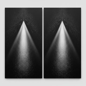 Eternal Radiance Emerging From The Obsidian Void: A Monumental Monochromatic Diptych — Laurent Vionnet