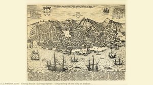 Engraving Of The City Of Lisbon — Georg Braun