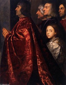 Madonna With Saints And Members Of The Pesaro Family (detail) — Titian