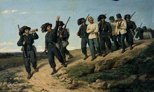 Ritorno Dei Bersaglieri Italiani Da Una Ricognizione — Silvéstro Lega