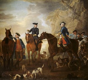 Viscount Weymouth's Hunt Mr Jackson, The Hon. Henry Villiers And The Hon. Thomas Villiers, With Hunters And Hounds — John Wootton