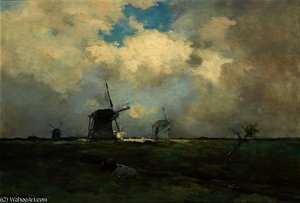 Windmills In A Polder Landscape — Jan Weissenbruch