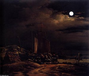 Seashore By Moonlight — Egbert Van Der Poel